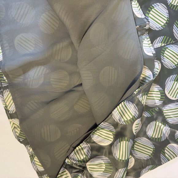 Amanda Smith Green Circle Dot 100% Silk Career A-Line Side Zip Skirt Size 8 - Picture 5 of 10